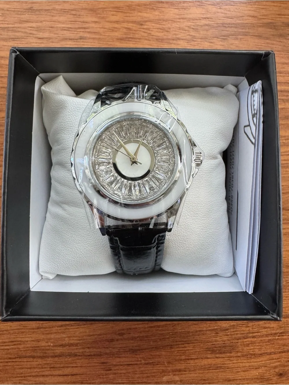 Invicta Silver Celestial Lady 37.3mm Crystal Face and Genuine Leather Band